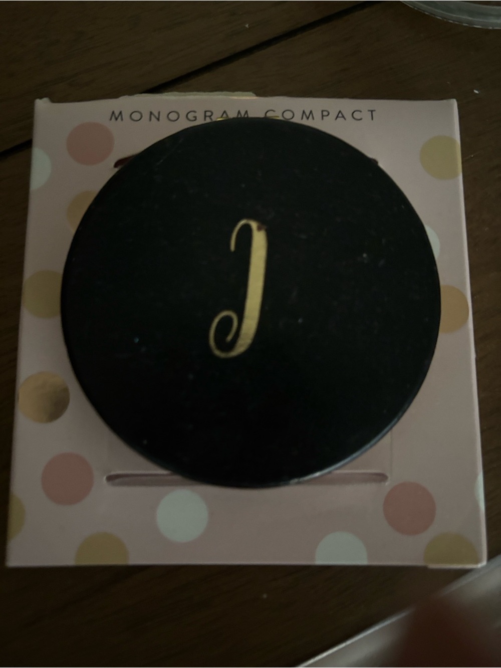 Monogram Compact - Black with Gold Initial J